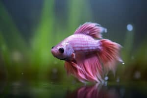 Pink betta fish in his natural habitat