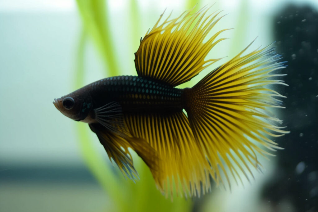 Yellow Crown Tail Betta Fish